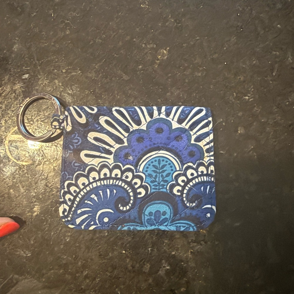 Vera Bradley Blue and White Patterned Keychain Wallet